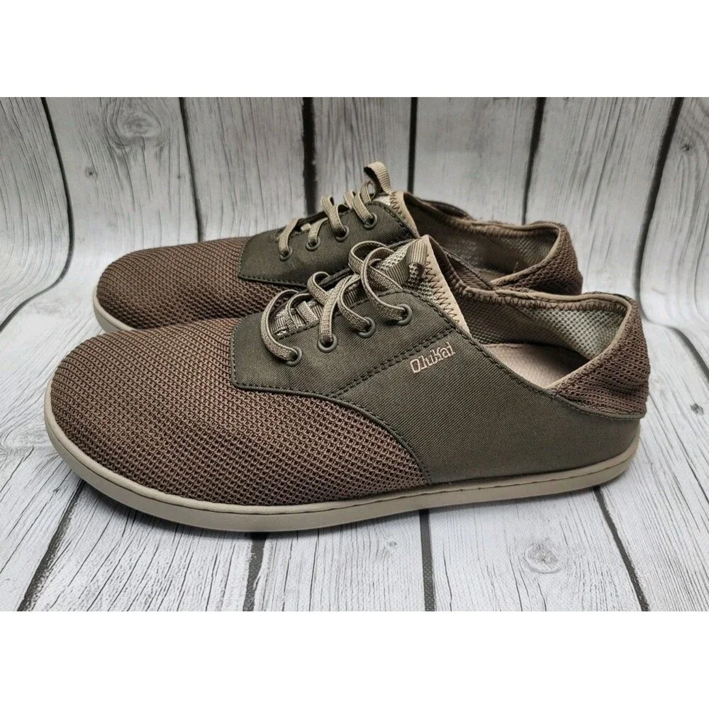 OluKai NOHEA MOKU Men's 9.5 Mesh Comfort Sneakers Boat Shoes Brown Mustang Husk